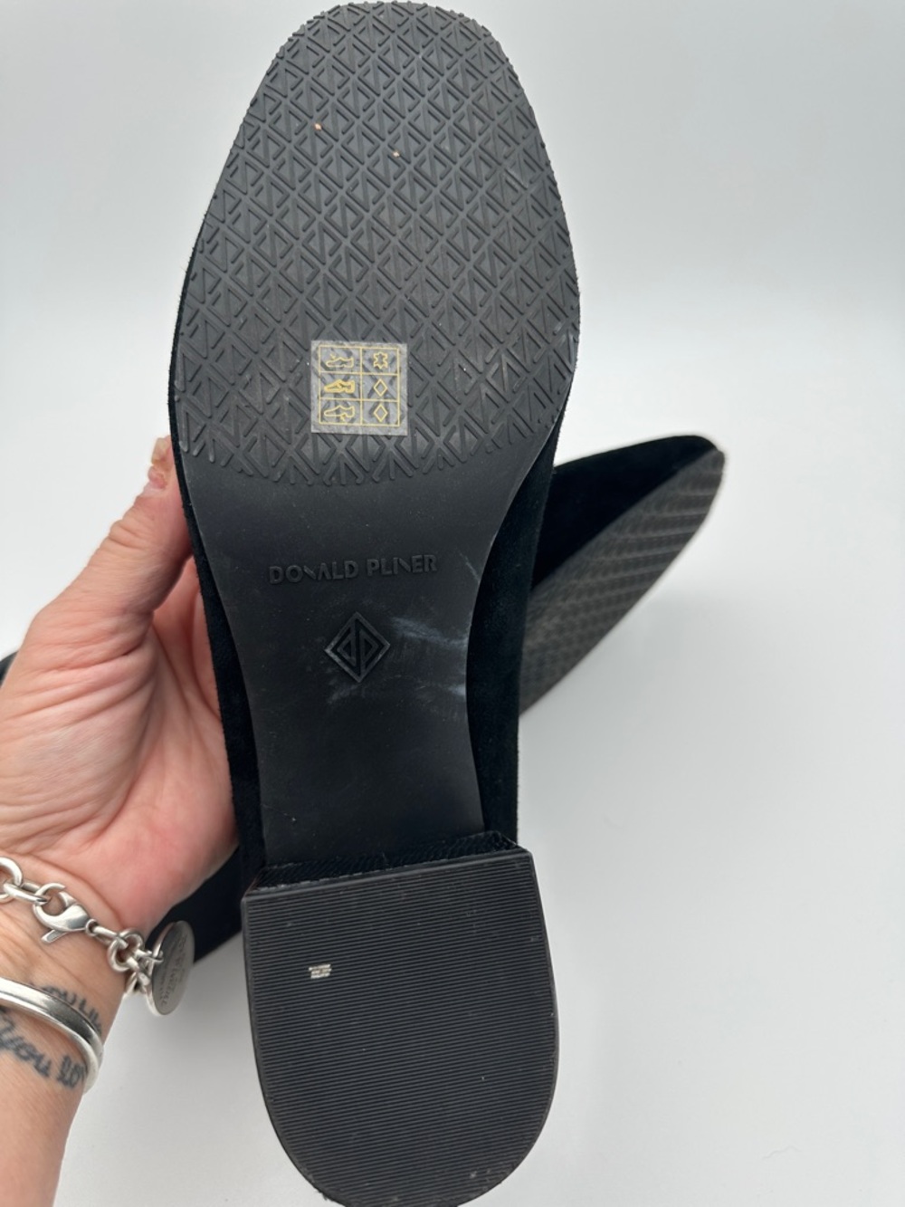 Donald Pliner Kressida Loafer Black Leather Suede Square Toe Shoe 10 Preppy Work - Picture 16 of 16